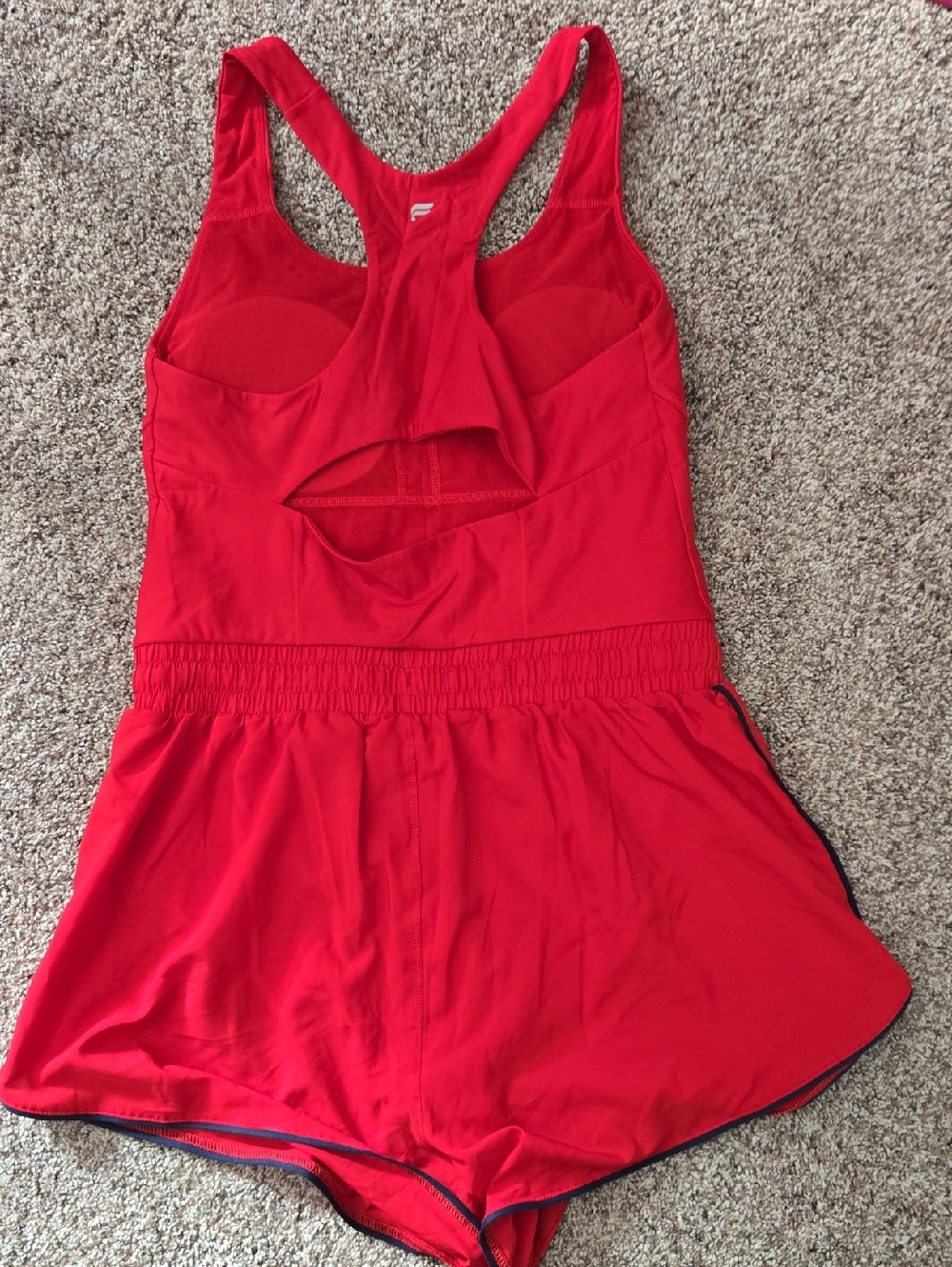 EUC Fabletics Bright Red Athletic Tank and Drawstring Waist Pants Set - Picture 7 of 9